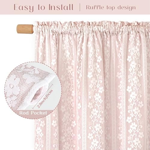 ASPMIZ Linen Pink Kitchen Tier Curtains 36 Inch Length, Double Layered Kitchen - Image 5