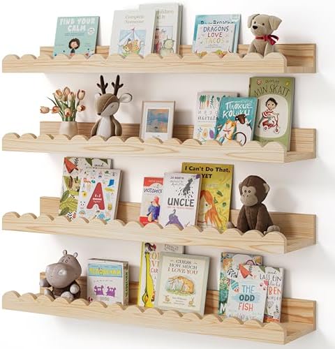 Shario Nursery Book Shelves, Scalloped Shelves, Wall Book Shelves by Welcome