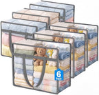 6 Pack Clear Storage Bags for Clothes, 45L Closet Organizers and Storage by BuddingJoy-BuildaJoyfulLifeforYou