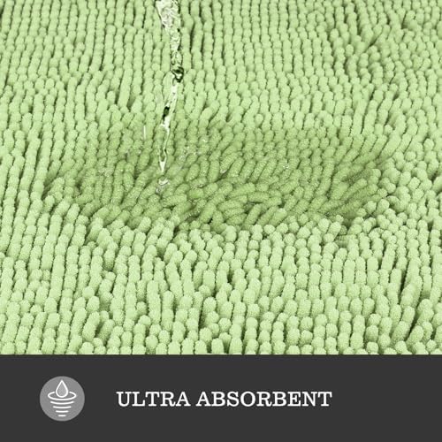 Yeaban Chenille Seafoam Green Bathroom Rug 17"x24", Non-Slip Rubber Backing - Image 4