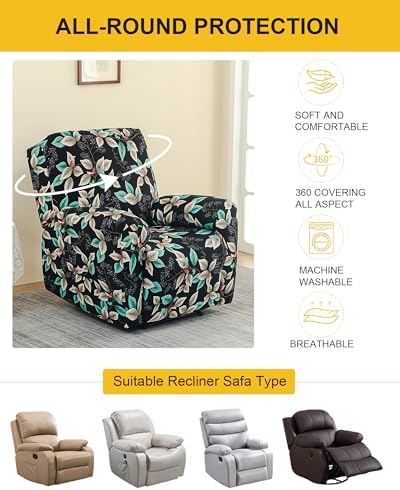 NILUOH Stretch Recliner Covers 4 Piece, Non-Slip Lazy Boy Chair Covers - Image 6