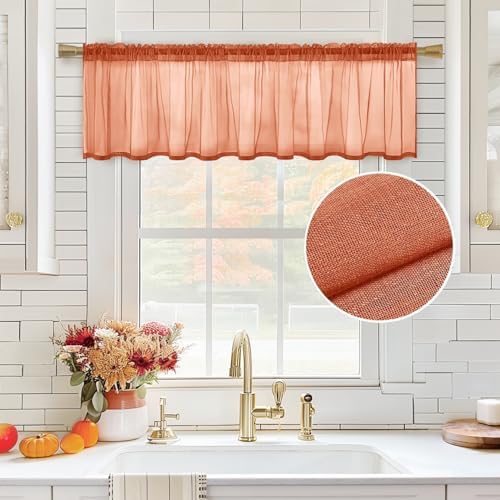MIULEE Burnt Orange Fall Window Valance 1 Panel 60W x 18L by MIULEE