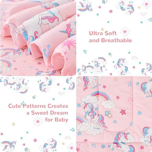 lasoftan Pink Unicorn Toddler Bedding Set - Image 2