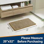 Chenille Bathroom Rug 20"x32" Tan, Non-Slip Plush Bath Mat - Image 2