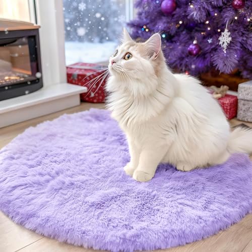 OLANLY Light Purple Round Rugs for Bedroom by OLANLY