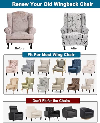 CRFATOP Wingback Chair Covers Stretch Armchair Slipcovers - Image 4