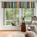 Rustic Valance Curtain for Windows 2 Pack Teal Country Wood Board Turquoise - Image 7