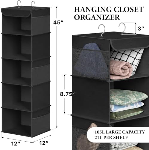 Simple Houseware 5 Shelf Hanging Closet Organizer - Image 2