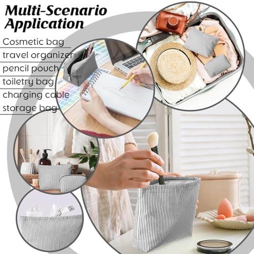 Huhumy 2 Pcs Makeup Bag Set for Women, Thin Stripe - Image 5
