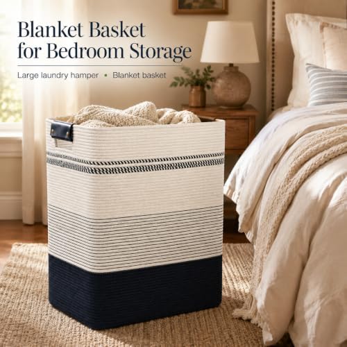 Laundry Hamper, Cotton Rope Laundry Basket - Image 4