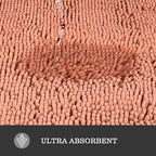 Yeaban Chenille Dusty Pink Bathroom Rug 26"x44", Non-Slip Rubber Backing - Image 4