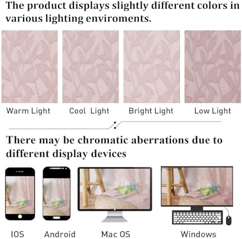 Lecloud Leia Clip Textured Sheer Blush Curtains 45 Inch Length 2 Panels - Image 5