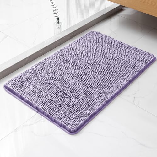 Chenille Bathroom Rug 20"x32" Lavender, Non-Slip Plush Bath Mat by Kildoss