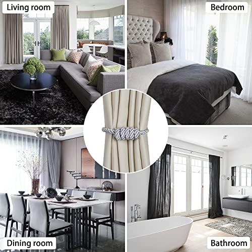 BEL AVENIR Magnetic Curtain Tiebacks 6 Pack Hand-Woven Curtain Ties - Image 5