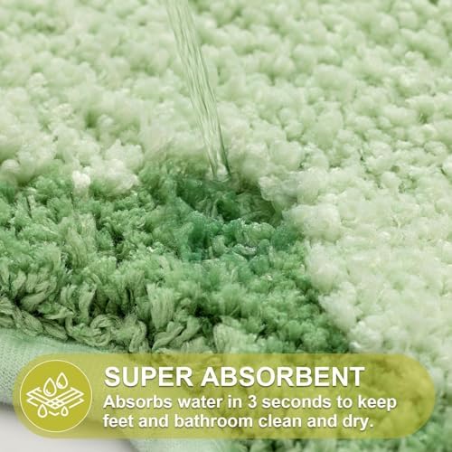 ORTIGIA Long Cute Scalloped Bathroom Rugs Runner, Fun Green Plush Microfiber - Image 4