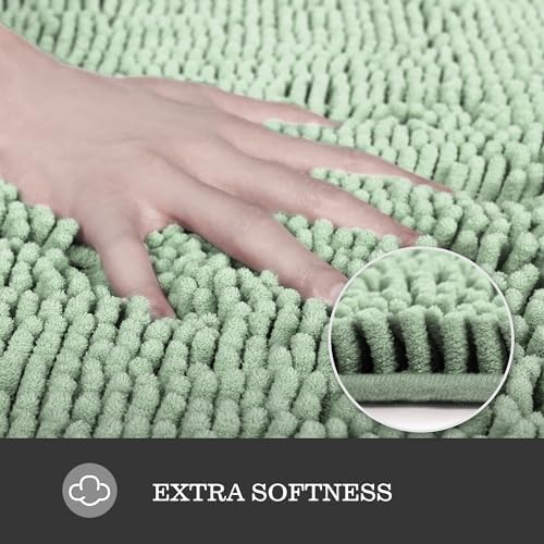 Yeaban Chenille Sea Foam Bathroom Rug 20"x32", Non-Slip Rubber Backing - Image 2