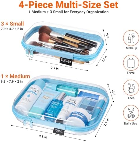 YQBRAO 4-Piece Clear Hard Shell Zipper Case Set, 1M 3S - Image 2