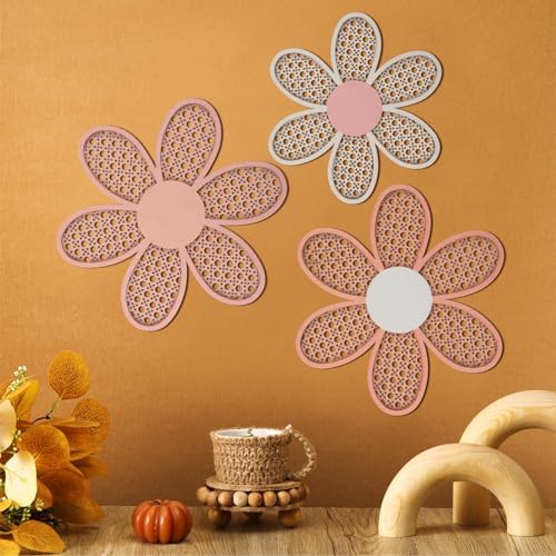 Maitys 3 Pcs Boho Daisy Flower Wall Decor Nursery Art, Rustic Color - Image 3
