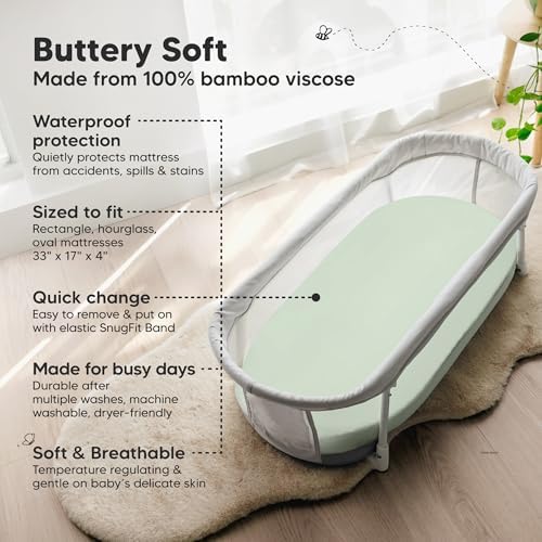 2pk Waterproof Bassinet Sheets Boy, 33x17 Mattress Cover - Image 2
