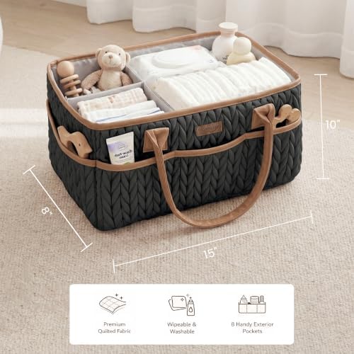 Konssy Baby Diaper Caddy Organizer, Braided Quilted Design - Image 5