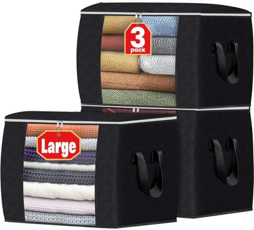 Fab totes 90L Clothes Storage, Foldable Thick Fabric Blanket Storage Bags by Fabtotes