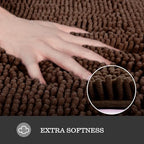 Yeaban Chenille Brown Bathroom Rug 17"x24", Non-Slip Rubber Backing - Image 2