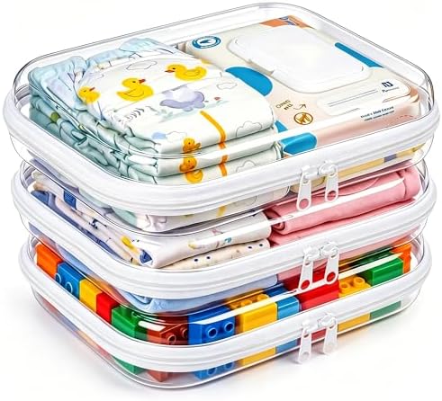 3 Pack Diaper Bag Organizer Pouches, Makeup Bag, Toiletry Bag, Toy Storage Bins by Qunland