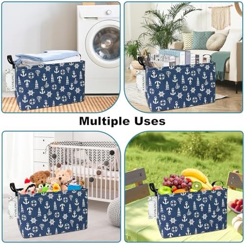 Rectangular Sailboat Storage Bin Nursery Hamper - Image 5