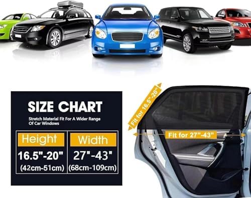 Car Rear Side Window Shades, 2 Pack Breathable Mesh Car Window Screens Sun - Image 5