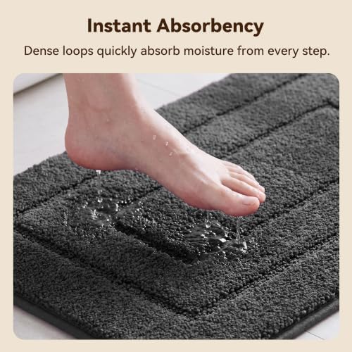 GRANNY SAYS Charcoal Gray Bathroom Rug 16" x 24", Non-Slip Bath Mat - Image 3