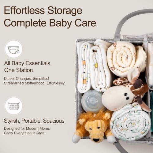HBlife Large Baby Diaper Caddy Organizer, Paper Rope Storage Baskets Nursery Bin - Image 4