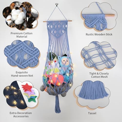 63 Inch Stuffed Animal Storage Hammock Corner, Stuffy Plushie Net - Image 3