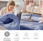 OLANLY Denim Blue Round Rugs for Bedroom - Image 3