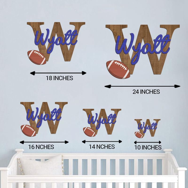 Personalized Football Name Sign, Wooden Monogram Name Sign, 2 Layers of Wood - Image 2