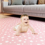 Extra Large Splat Mat, Baby Feeding Table Cloth 54''x72'' Pink Star - Image 7