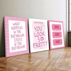 JBZDD 3Pcs Framed Preppy Pink Bathroom Wall Art Set, Funny Guest Check & Shower - Image 2