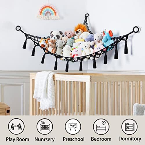 Cotton Stuffed Animal Organizer, Handmade Macrame Hanging Net Hammock - Image 3