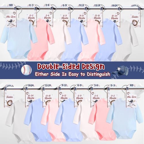 Baby Closet Dividers 8PCS, Baseball Theme Wooden Double-Sided Clothes Size - Image 4