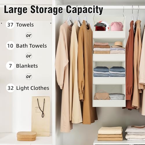 GRANNY SAYS 4-Shelf Hanging Closet Organizer, Foldable Storage - Image 4