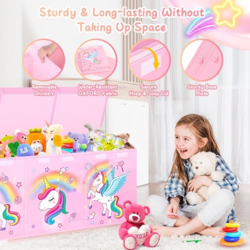 Extra Large Toy Box with Lids, Collapsible Storage Chest - Image 4