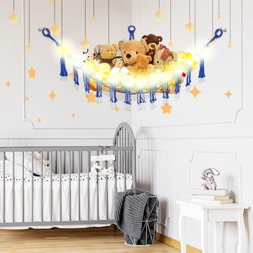 CERETIA Stuffed Animal Hammock Corner Plushie Net Storage, 2 Packs Royal Blue - Image 3