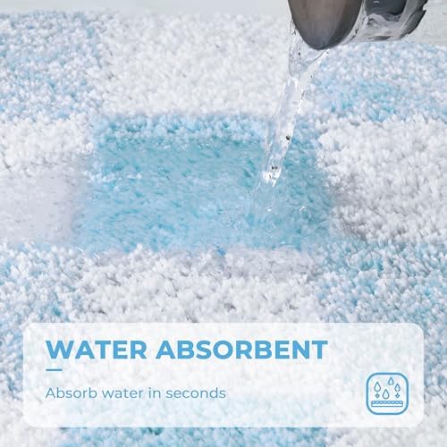 GRANNY SAYS Checkered Blue Bathroom Rug, Cute Bath Mat - Image 4