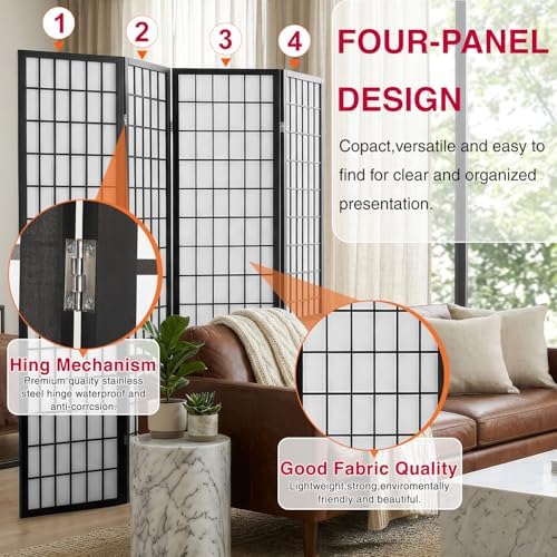 Room Divider, 4 Panel Folding Privacy Divider Portable Room Separating Dividers - Image 3