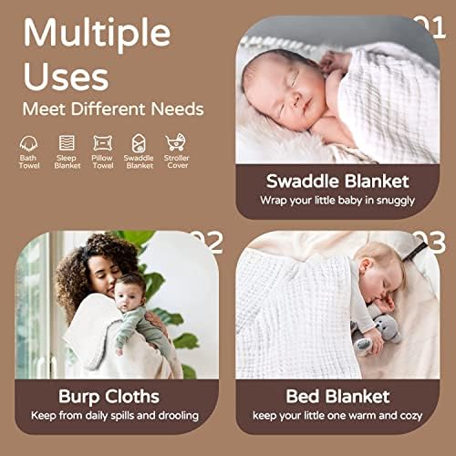 Yoofoss Hooded Baby Bath Towels 2 Pack 100% Muslin Organic Cotton - Image 3