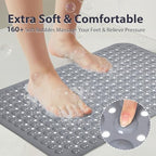 Non Slip Bathtub Mat Bath Shower Mat Gray 17"x30" Standard Size - Image 6