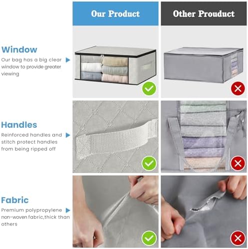 HomeHacks 10-Pack Clothes Organizer Storage Bags, 35L Storage Bins - Image 5
