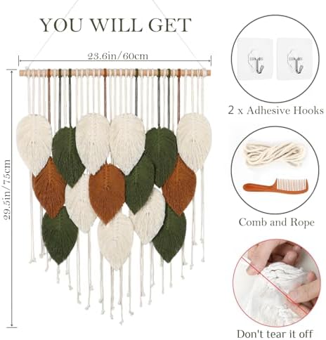 Macrame Wall Hanging Boho Woven Tapestry Chic Home Decor Modern Wall Art - Image 2