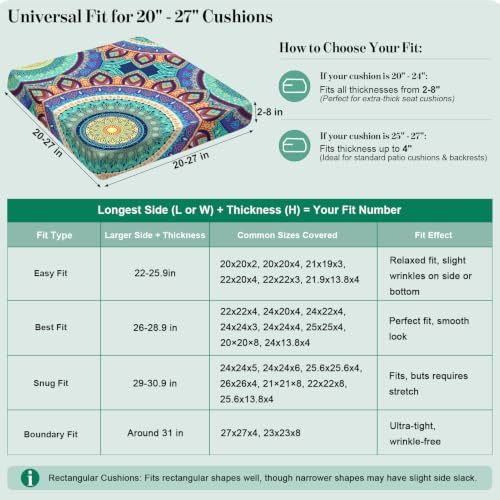 8Pcs Patio Cushion Covers Stretch Outdoor Furniture Protector Slipcovers - Image 3