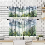Forest Valance Curtain for Kitchen, Watercolor Style Nature Woodland Green - Image 4