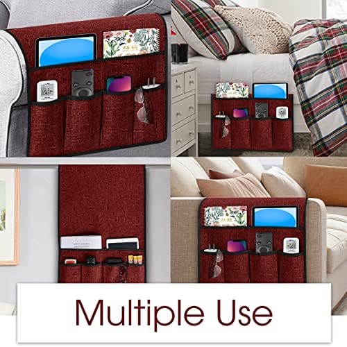 Joywell Remote Control Holder Armchair Caddy Armrest Organizer Burgundy - Image 5